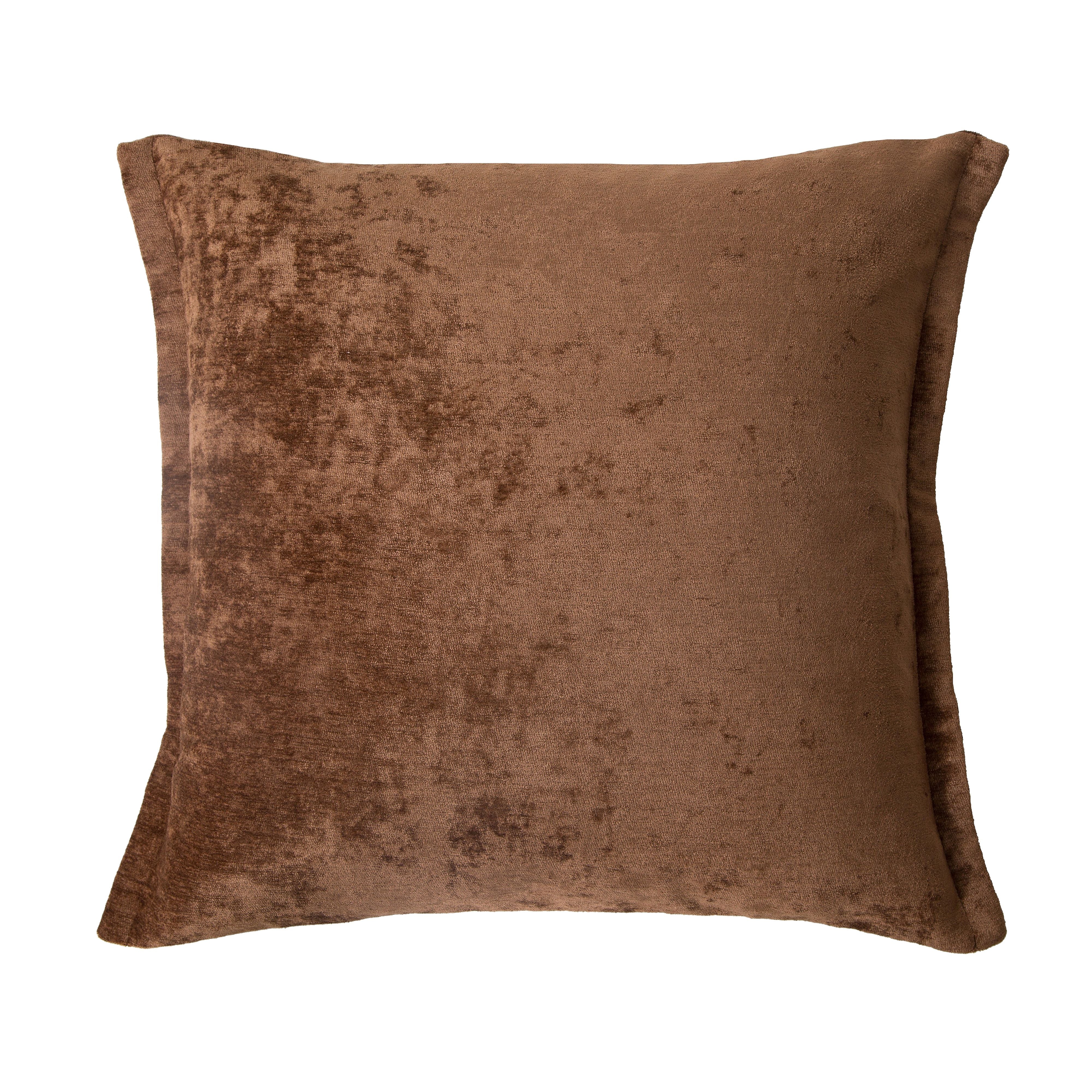 Elena Velvet Feather Cushion – Brown
