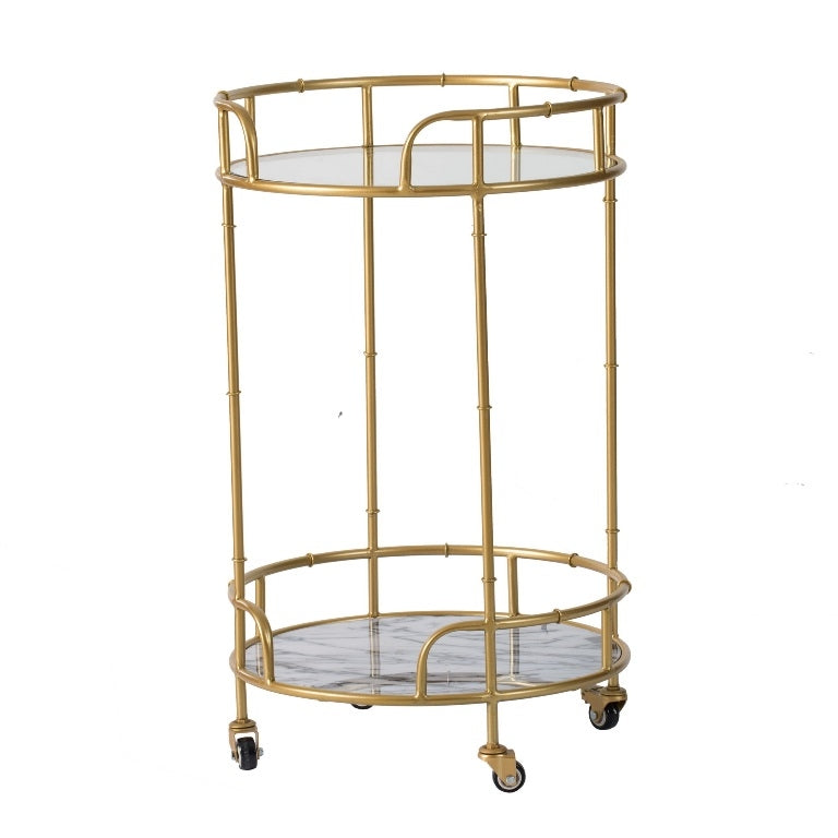 Gilded Elegance Round Marble Cart