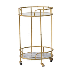 Gilded Elegance Round Marble Cart