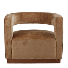 Gold Aged Velvet Armchair – Gold & Walnut