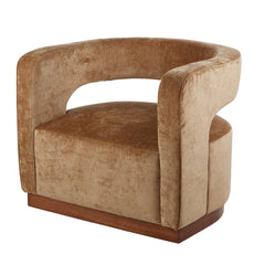 Gold Aged Velvet Armchair – Gold & Walnut