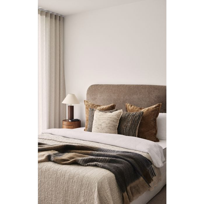 Elena Velvet Feather Cushion – Brown