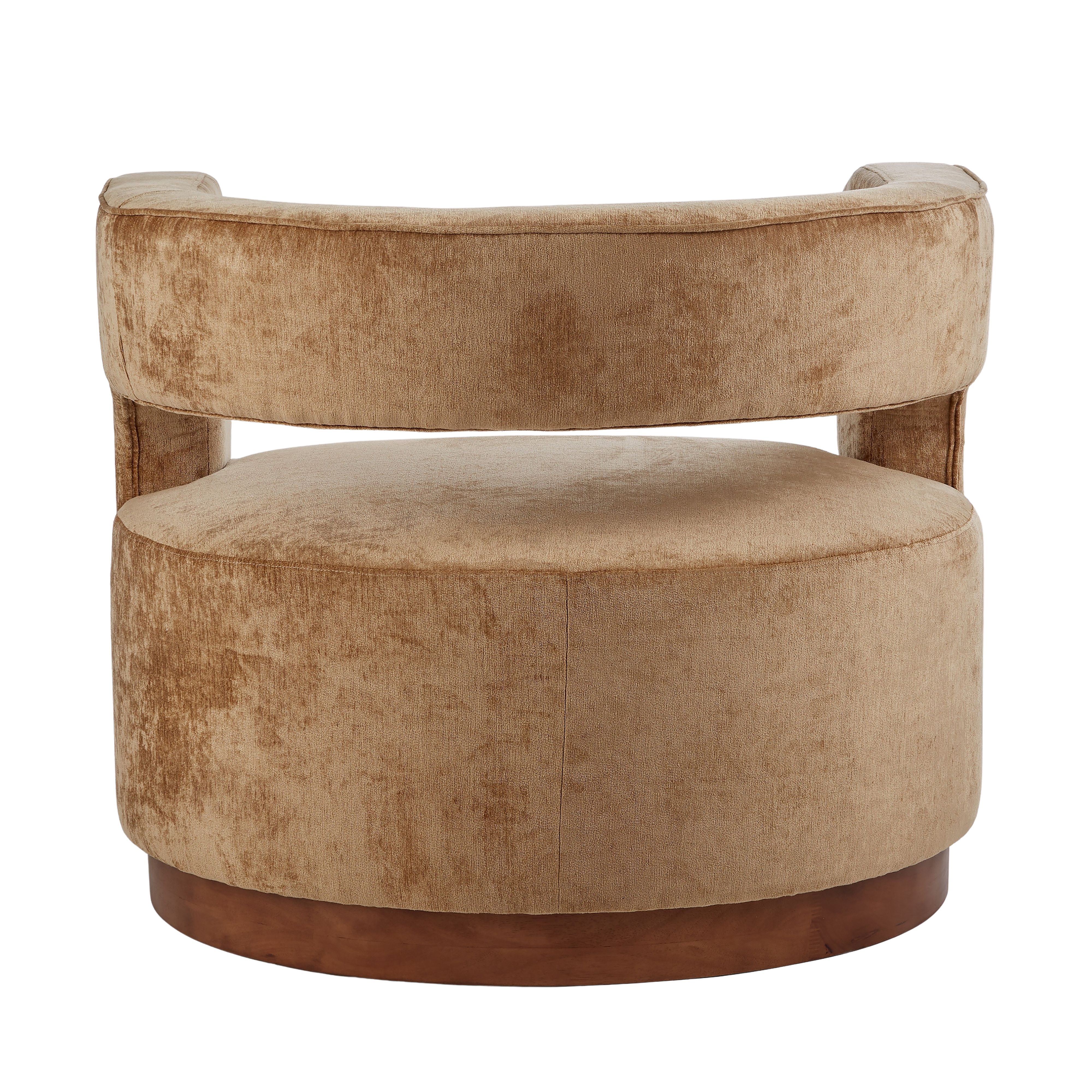 Gold Aged Velvet Armchair – Gold & Walnut