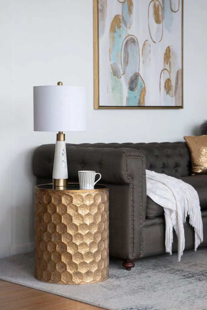Golden Mirror Top Accent Table