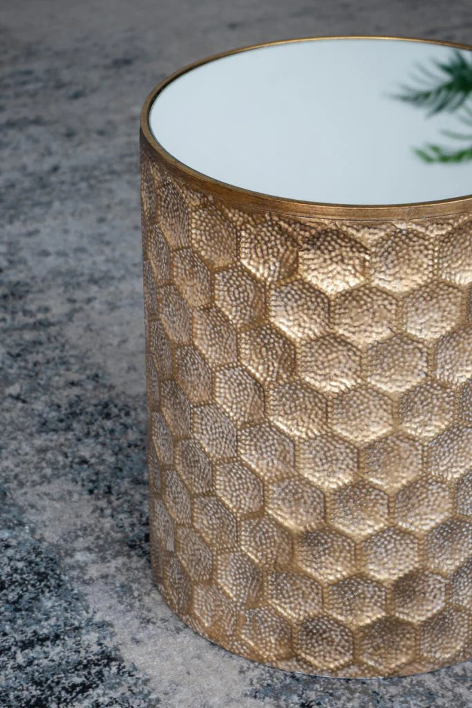 Golden Mirror Top Accent Table