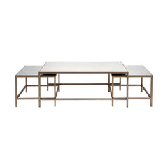 Cocktail Mirrored Nesting Coffee Tables - Antique Gold