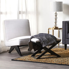 Spencer Black Timber Stool - Natural Linen