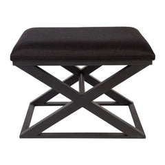 Spencer Black Timber Stool - Black Linen