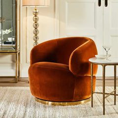 Tubby Swivel Arm Chair - Caramel