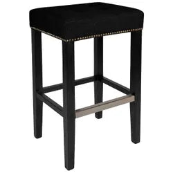 Canyon Black Kitchen Stool - Natural Linen