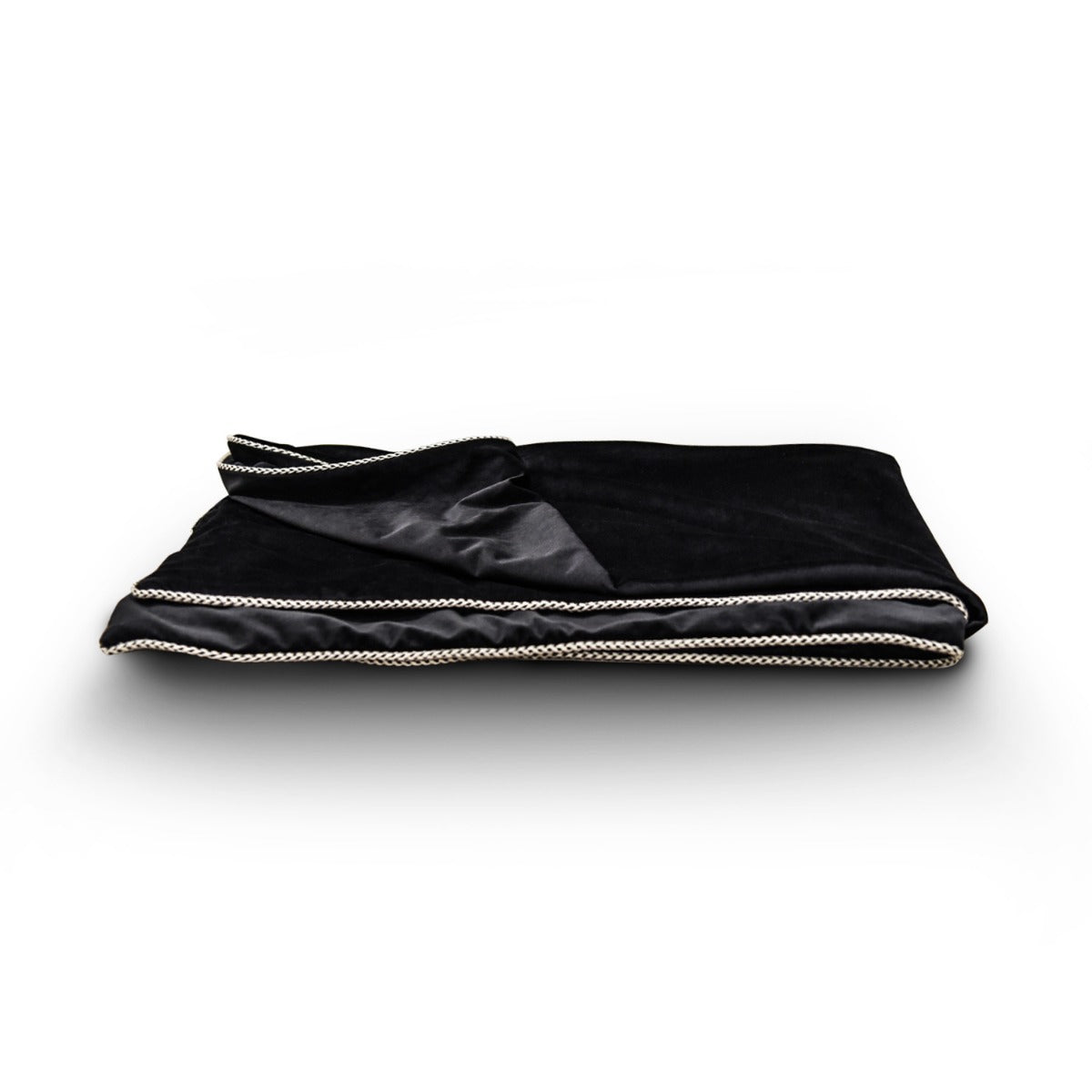 Midnight Velvet White Piped Throw