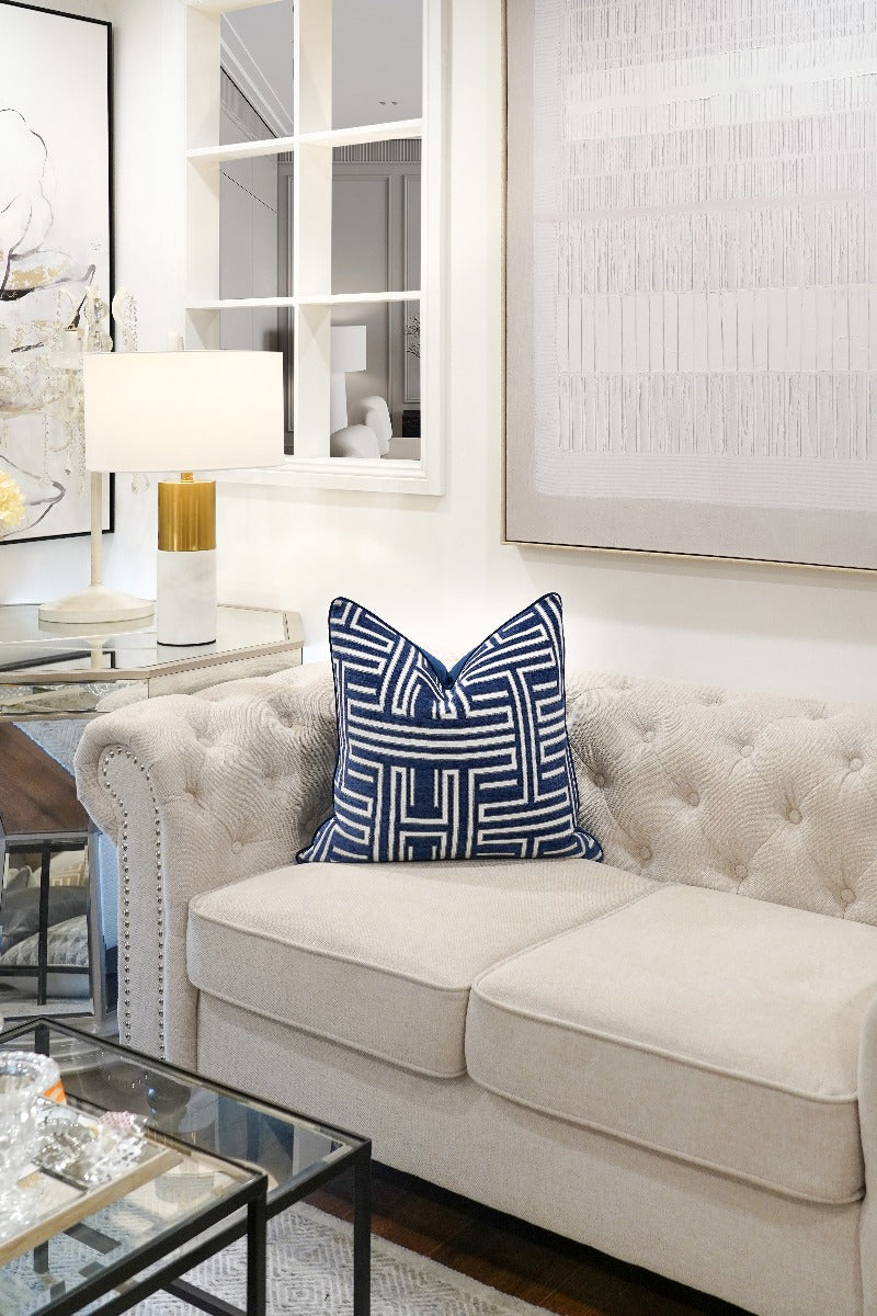 Navy Maze Cushion