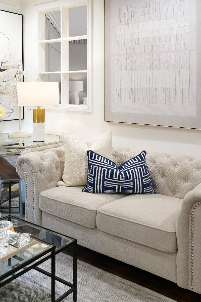 Navy Maze Cushion