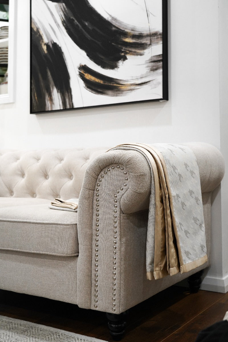 Ivory Houndstooth Throw