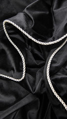 Midnight Velvet White Piped Throw