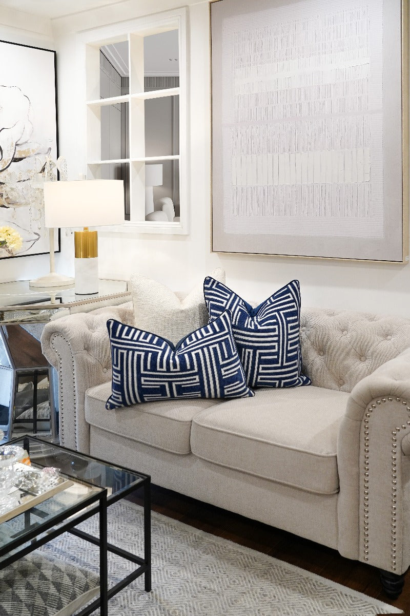 Navy Maze Cushion