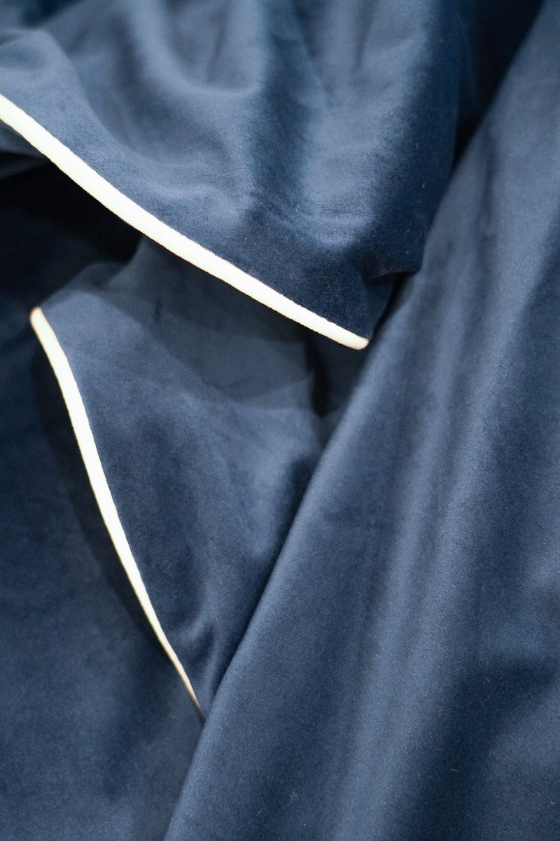 Navy Royale Velvet Double-Sided Throw with Piping