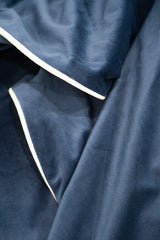 Navy Royale Velvet Double-Sided Throw with Piping