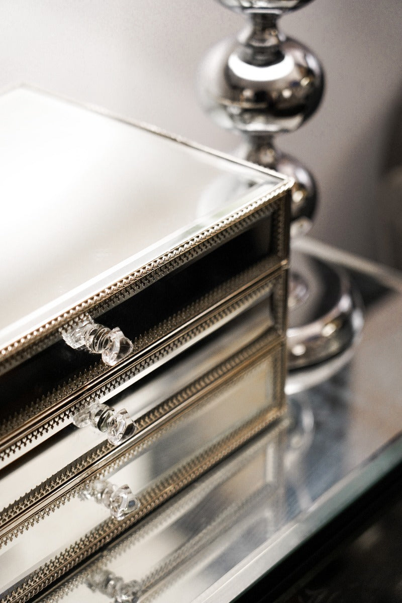 Silver Beveled Jewellery Box